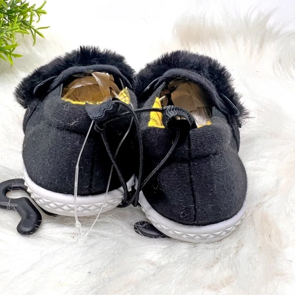 Baby Girl Wonder Nation Black Furry Slip On Kitty Cat Shoes Size 6